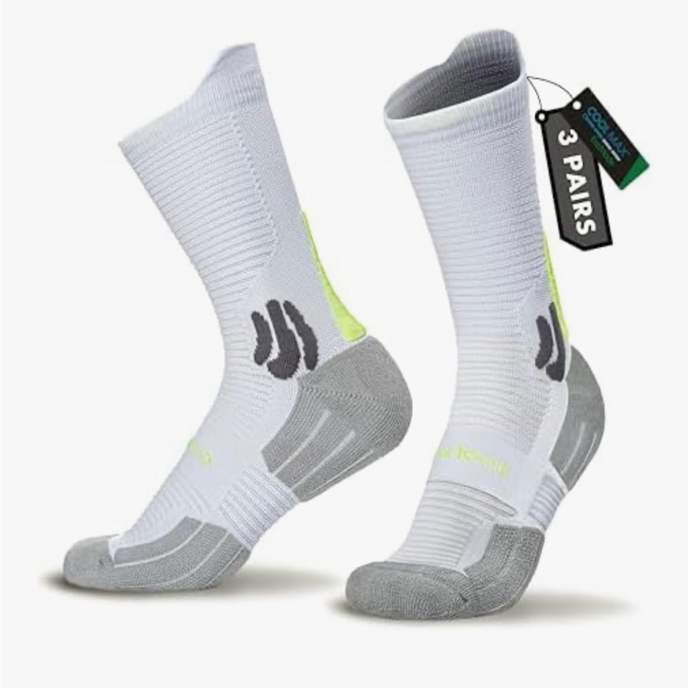 Brisira Bamboo blister hiking White Men's Athletic Socks - 3 Pairs